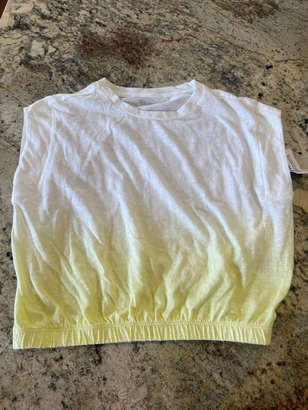 Old Navy Black Tank Top with Yellow Sun and White-to-Yellow Cropped Tank Size 8
